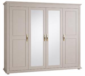 Dulap lemn masiv Carlo 4 Uși, 222.3 × 61.1 × 210 cm - Cu oglinzi