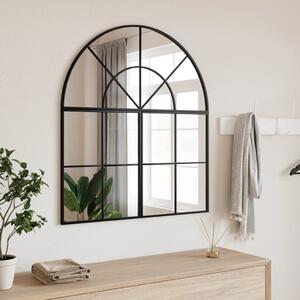 Oglindă de perete, negru, 80x40 cm, arcuită, fier