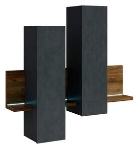 Corp lemn masiv suspendat Aurea, 152 × 90 × 35 cm - Gri-inchis/stejar