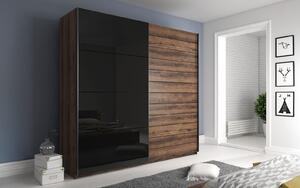 Dulap lemn masiv Lunaris, 200 × 210 × 61 cm - Stejar inchis