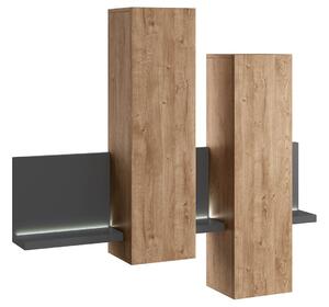 Corp lemn masiv suspendat Aurea, 152 × 90 × 35 cm - Antracit-stejar