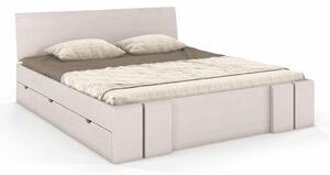 Pat lemn masiv TerraCraft Model 4 cu Sertar Pin Personalizabil - 120x200, Alb Pur