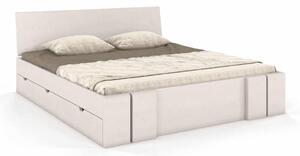 Pat lemn masiv TerraCraft Model 4 cu Sertar Fag Personalizabil - 120x200, Alb Pur