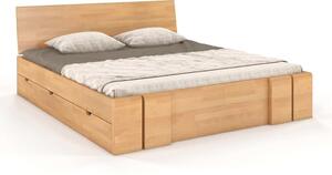 Pat lemn masiv TerraCraft Model 4 cu Sertar Fag Personalizabil - 120x200, Natur