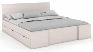 Pat lemn masiv TerraCraft Model 3 cu Sertar Pin Personalizabil - 120x200, Alb Pur