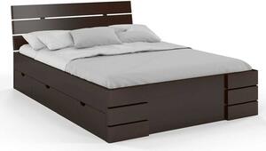 Pat lemn masiv TerraCraft cu sertar Model 1 Pin Personalizabil - 90x200, Wenge