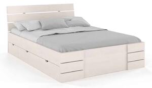 Pat lemn masiv TerraCraft cu sertar Model 1 Fag Personalizabil - 90x200, Alb Pur