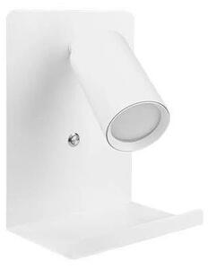 Spot de perete cu raft și încărcător USB 1xGU10/35W/230V alb