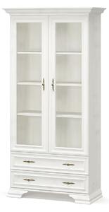 Vitrina living clasica IRYS, pin alb anderson, PAL laminat, 101x43x198