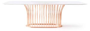 Masă lemn masiv Dining Anette Cadru metalic Rose-Gold, 100 × 240 × 75 cm - Lemn
