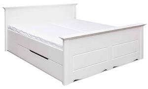 Pat lemn masiv alb Linea cu Sertar - 90x200, Fara