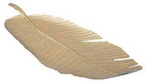 Platou decorativ Leaf glam, fier, auriu, 18X2X55 cm