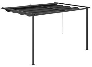 Foisor tip pergola Outsunny cu acoperis culisant, suruburi si carlige incluse, otel si poliester 390x290x220 cm, gri | Aosom Romania