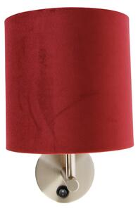 Lampă de perete elegantă din oțel cu nuanță de catifea roșie - Mat