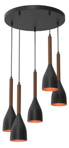 Lustră pe cablu MUZA 5xE27/15W/230V negru/maro/cupru