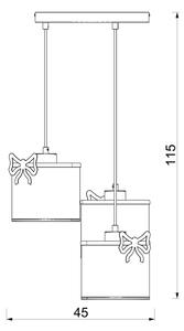 Lustră pe cablu pentru copii SWEET 3xE27/15W/230V alb/roz/fluture