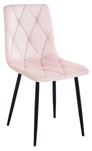 Scaun de dining din catifea roz deschis LIBRA cu picioare negre