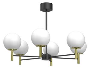 Lustră pe tijă AWINION 6xE27/15W/230V alb/auriu/negru