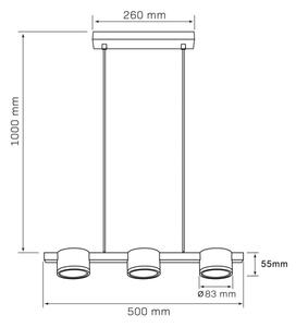 Lustră LED pe cablu MIRELLA 3xGX53/6W/230V auriu/negru