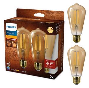 SET 2x bec LED dimabil VINTAGE Philips ST64 E27/4,2W/230V 2200K