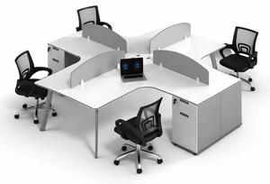 Set OptiSpace & FlexiPro - Birou operational cu 4 posturi,dulapuri integrate si Scaun de birou ergonomic