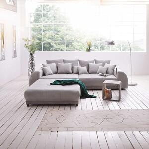 Canapea extensibilă dumonde cu 2 lăzi de depozitare si sezut confortabil din spuma high-density, Verona Enjoy Grey 310x120 cm cu taburet inclus