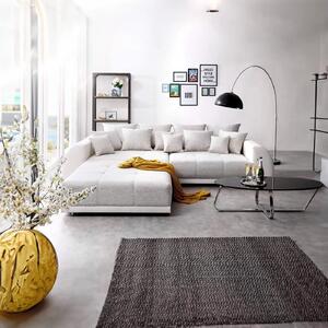 Canapea extensibilă dumonde cu 2 lăzi de depozitare si sezut confortabil din spuma high-density, Verona Loft White 310x120 cm cu taburet inclus
