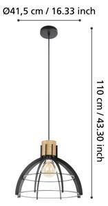 Lustră pe cablu Eglo 43769 STILLINGTON 1xE27/40W/230V negru