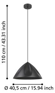 Lustră pe cablu Eglo 900835 PODERE 1xE27/40W/230V negru