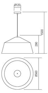Lustră pe cablu Redo 01-1102 AYLA 1xE27/42W/230V d. 56 cm auriu