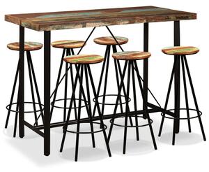 Set mobilier de bar, 7 piese, lemn masiv reciclat