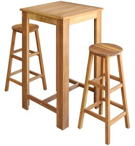 Set masă și scaune de bar, 3 piese, lemn masiv de acacia