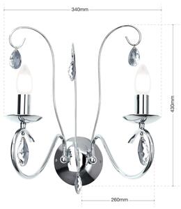Aplică de cristal Orion WA 2-1093/2 ALESSIA 2xE14/40W/230V crom lucios
