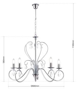 Lustră de cristal pe lanț Orion LU 1658/5 ALESSIA 5xE14/40W/230V crom lucios