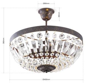 Lustră de cristal pe tijă Orion DL 7-487/3 ARILA 3xE14/40W/230V d. 40 cm maro/patină