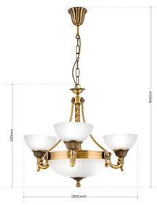 Lustră pe lanț Orion LU 1689/3+3 ROCCA 6xE27/60W/230V d. 64 cm bronz/alb