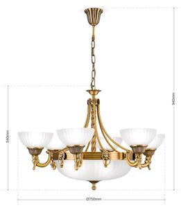 Lustră pe lanț Orion LU 1689/6+3 ROCCA 9xE27/60W/230V d. 75 cm bronz/alb