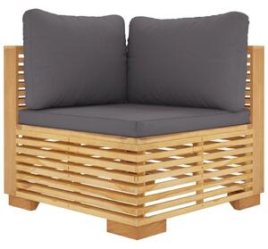 Canapea de colț de grădină cu perne gri închis lemn masiv tec
