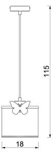 Lustră pe cablu pentru copii SWEET 1xE27/15W/230V alb/roz/fluture