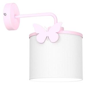 Lampă de perete pentru copii SWEET 1xE27/15W/230V alb/roz/fluture