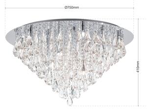 Plafonieră de cristal Orion DLU 2516/75 CELESTE 12xG9/40W/230V d. 75 cm crom