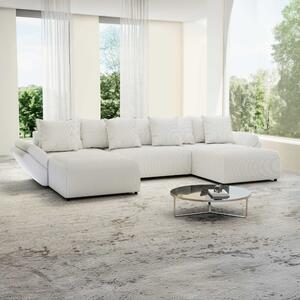 Colțar extensibil dumonde cu ladă de depozitare si sezut confortabil din spuma high-density, Berlin U Zoom Crem 400x185 cm