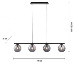 Lustră pe cablu JUST LIGHT. 14604-18 WIDOW 4xE14/25W/230V negru