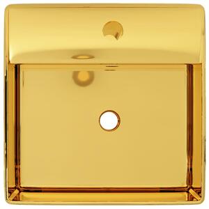 Chiuvetă cu preaplin, auriu, 41 x 41 x 15 cm, ceramică