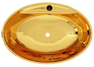 Chiuvetă cu preaplin, auriu, 58,5 x 39 x 21 cm, ceramică