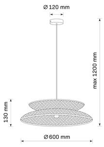 Lustră pe cablu BALI 1xE27/20W/230V d. 60 cm bambus