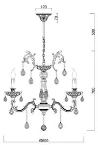 Lustră de cristal pe lanț Brilagi CLASSIC 6xE14/60W/230V alamă