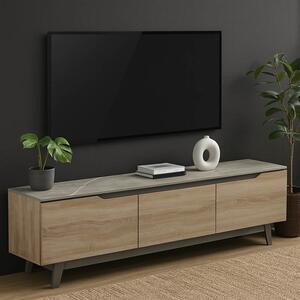 Comoda TV Kasandra, nuanta marmura bej-sonoma, 180 x 35 x 48.5 cm