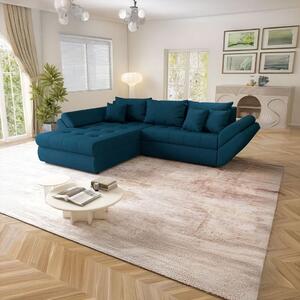 Colțar extensibil dumonde cu ladă de depozitare si sezut confortabil din spuma high-density, Loana Enjoy Petrol 270x185 cm