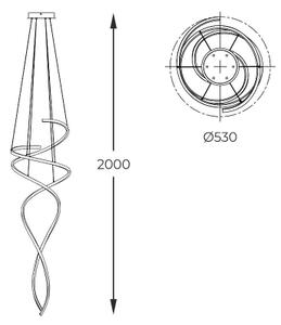 Lustră LED pe cablu Zuma Line MD3127-2M-3GT COCO 68W/230V 3000/4000/6000K + telecomandă